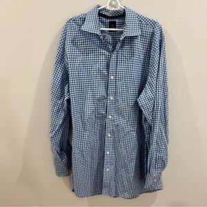 Tailorbyrd Mens 100% Cotton Long Sleeve Button Up Blue Plaid Shirt Size 3XLT